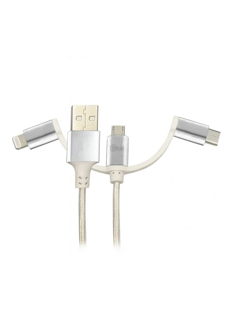 Cable USB 3 en 1 Mlab Multi Conector 1M Blanco