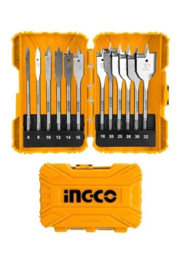 Set De Brocas Planas Madera Industrial 12pzs 6-32mm Ingco-0