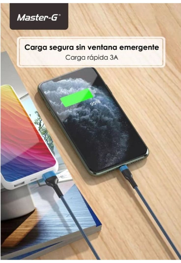 Cable USB-C Carga Rápida Antinudos 1m Master-G-2
