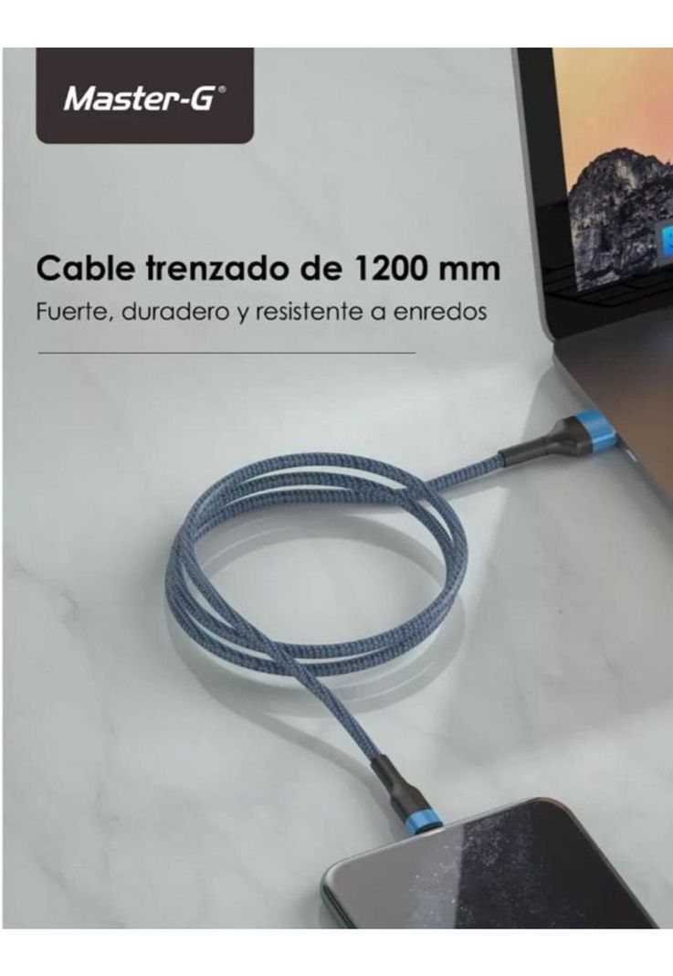 Cable USB-C Carga Rápida Antinudos 1m Master-G-3