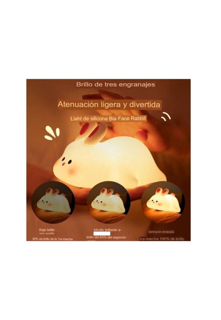 Lampara Nocturna Conejo c/sensor Bebes - Niños Espanta Cuco-6