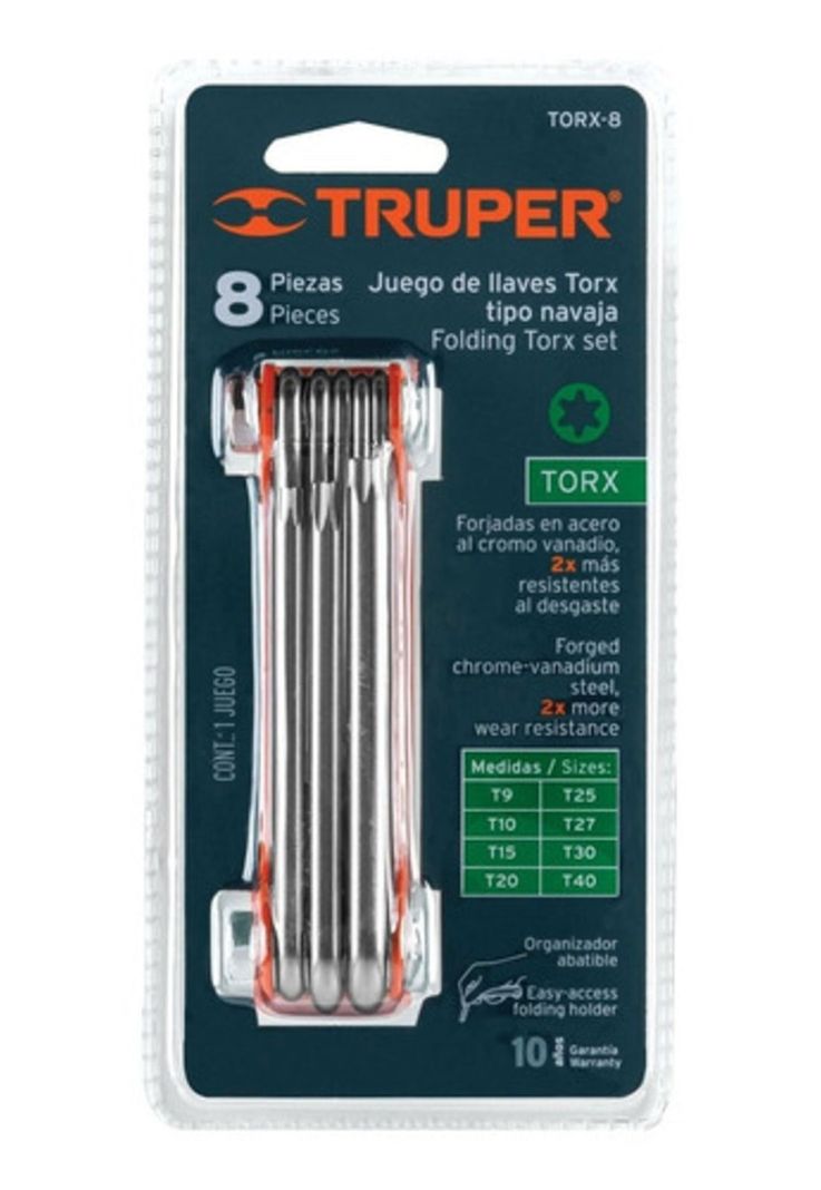 Juego De 8 Llaves Torx Tipo Navaja Truper Torx-8-1