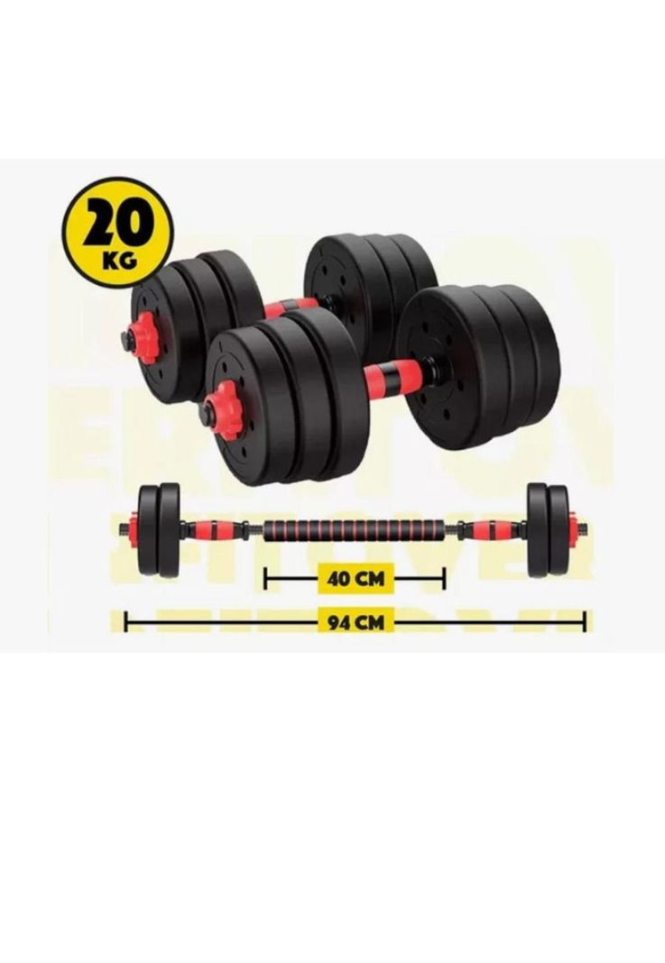 Kit de Mancuernas 20 Kg con Barra y Pesas-1