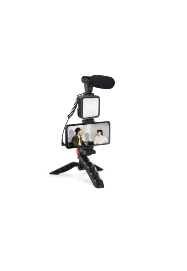 Kit De Grabación Con Micrófono Luz Led Y Soporte Trípode-0