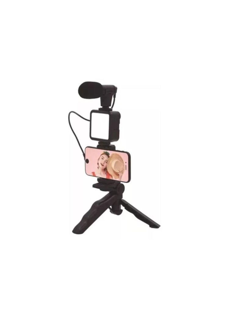 Kit De Grabación Con Micrófono Luz Led Y Soporte Trípode-3