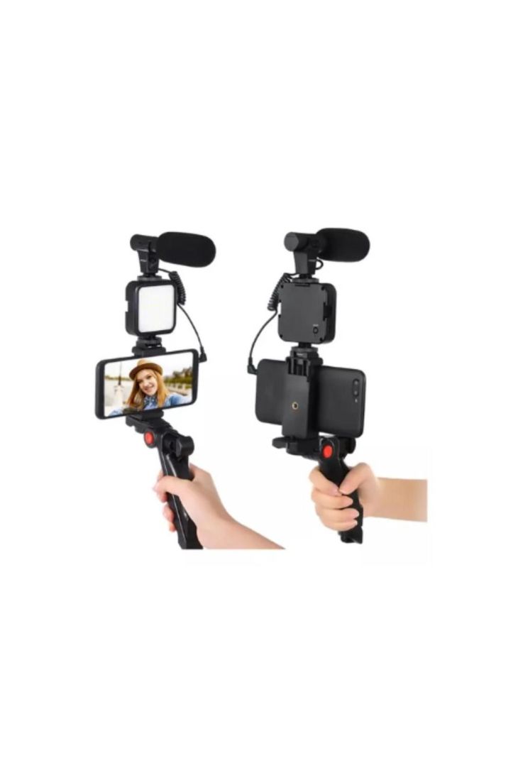 Kit De Grabación Con Micrófono Luz Led Y Soporte Trípode-4