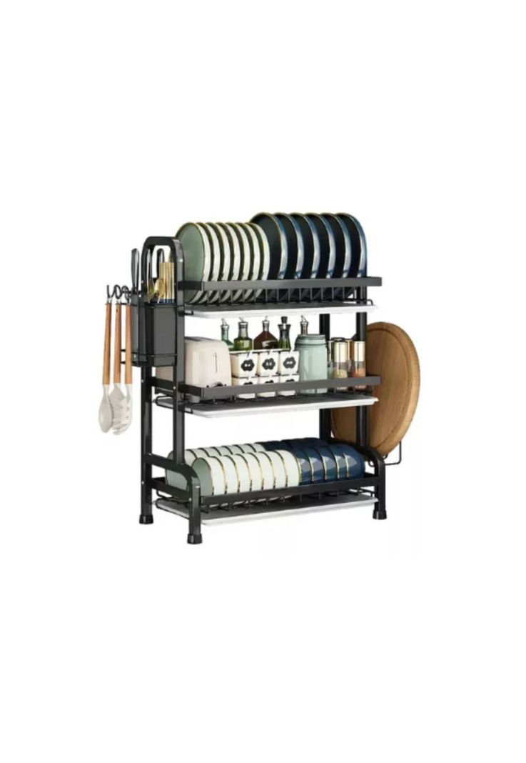Secador Escurridor Organizador de Platos 3 Niveles Cocina-0