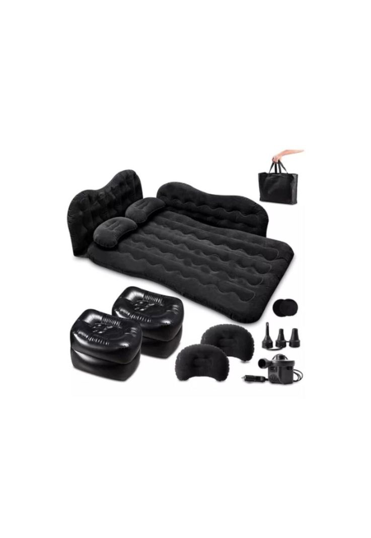 Colchón Para Auto Inflable + Compresor 12v Y 2 Almohadas-0