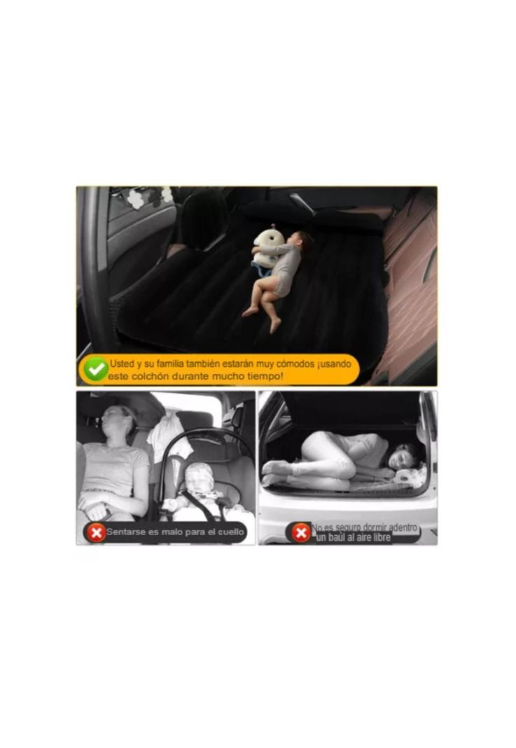 Colchón Para Auto Inflable + Compresor 12v Y 2 Almohadas-4