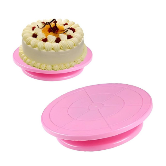 Base Para Decorar Tortas Plato Giratorio Rosado-0