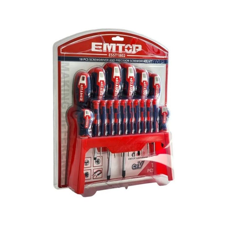 Pack De Destornilladores Emtop 18 Piezas ESST1802