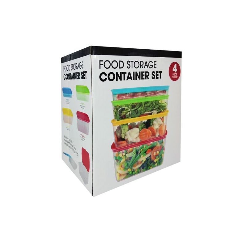 Set De 4 Contenedores Con Tapa Rectangulares Plásticos De Diferente Tamaño y Capacidad-0