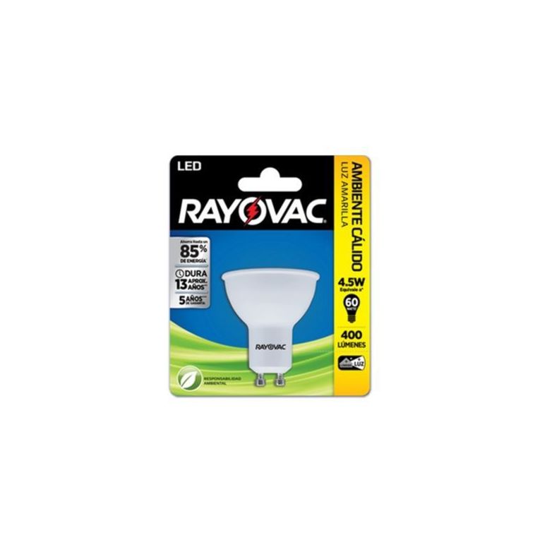 Ampolleta Rayovac 6w GU10 Luz Amarilla Equivalente a 42w-0
