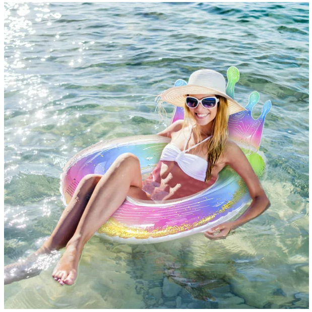 Flotador Inflable Para Piscina Con Lentejuelas Y Corona Divertido-1