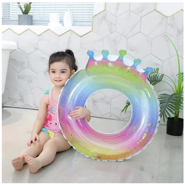 Flotador Inflable Para Piscina Con Lentejuelas Y Corona Divertido-3