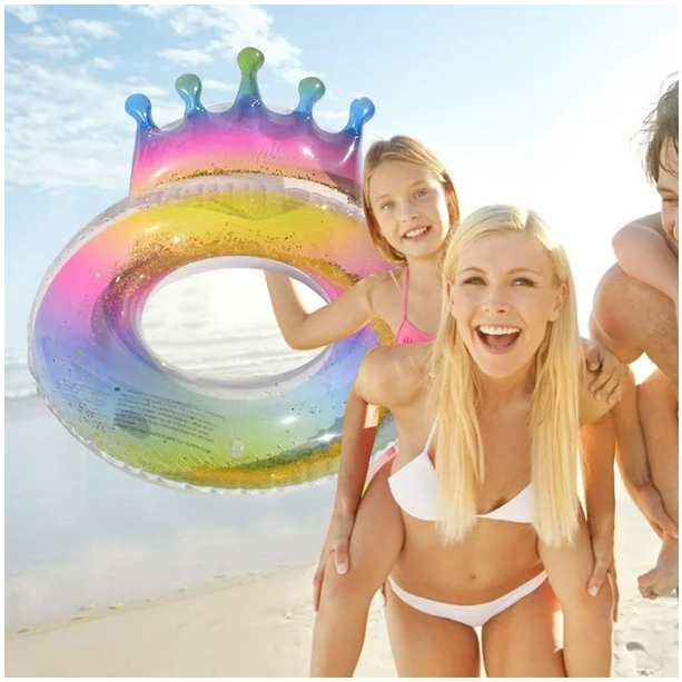 Flotador Inflable Para Piscina Con Lentejuelas Y Corona Divertido-6