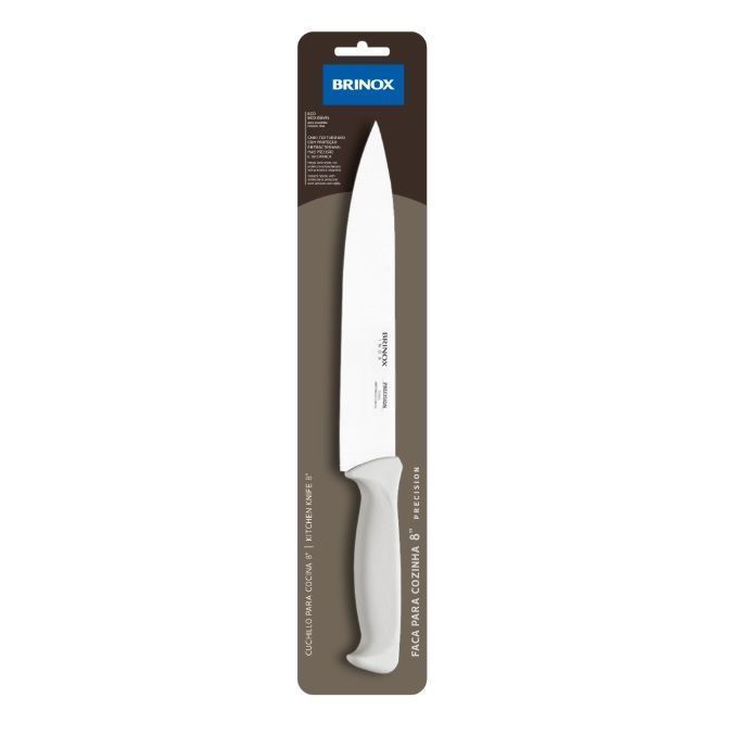 Cuchillo De Cocina Precisión de 8" Brinox Mango Blanco 2506/305-1
