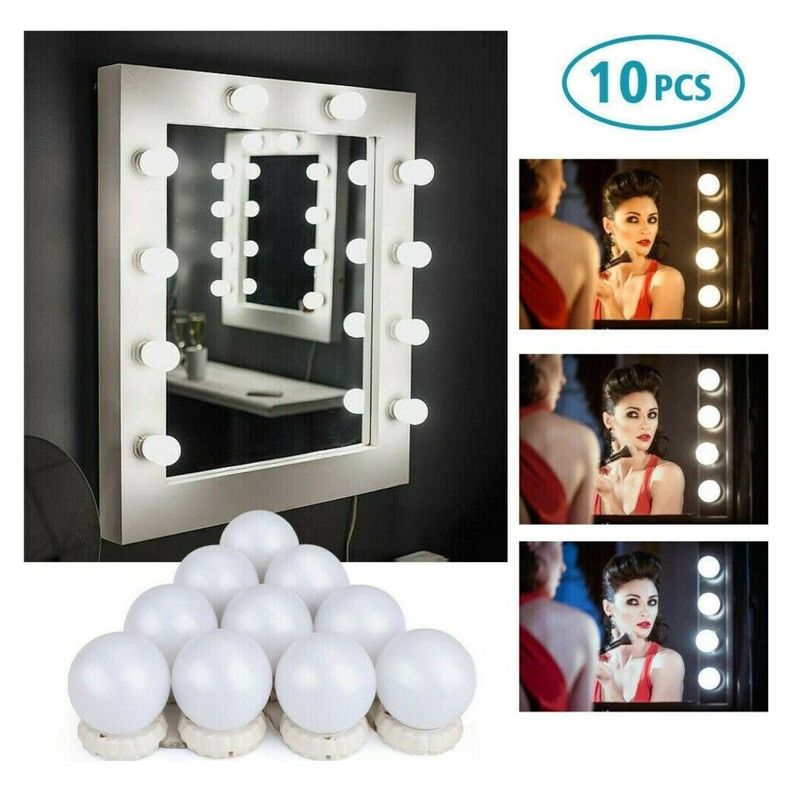Set De 10 Luces Led Ampolletas Para Espejos Usb-2