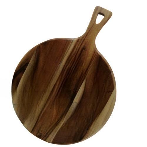 Tabla Rustica De Picar Nativos Forma Circular Con Mango MCB002-0