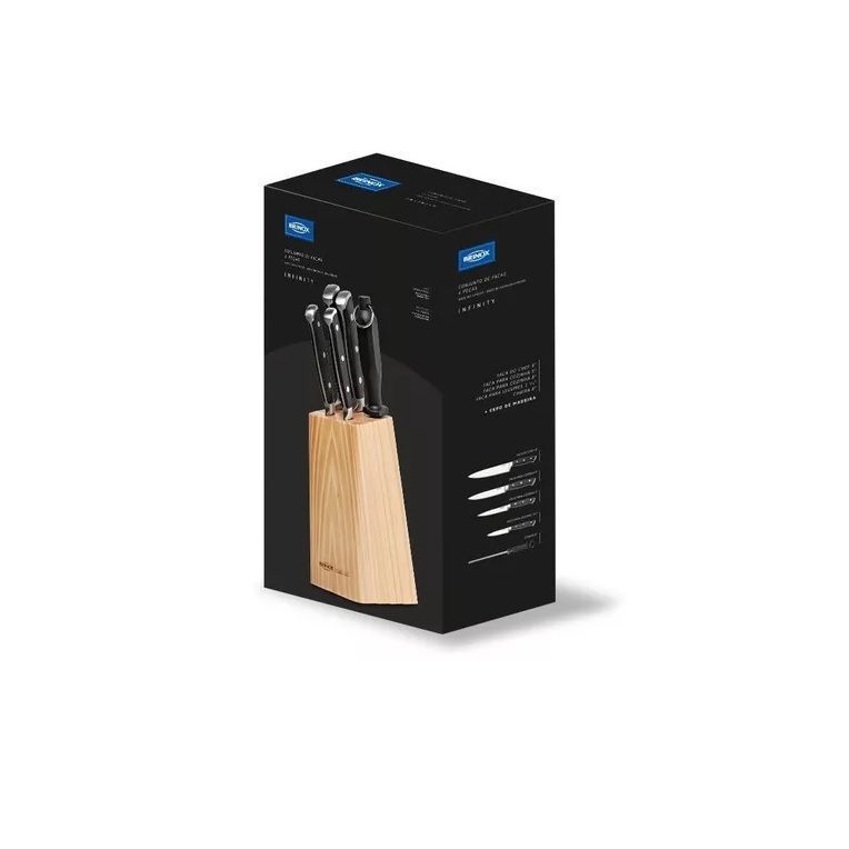 Set De Cuchillos Brinox 6 Piezas Con Taburete De Madera 2519/115-1