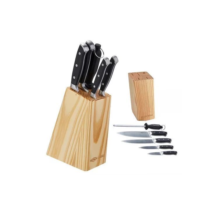Set De Cuchillos Brinox 6 Piezas Con Taburete De Madera 2519/115-2
