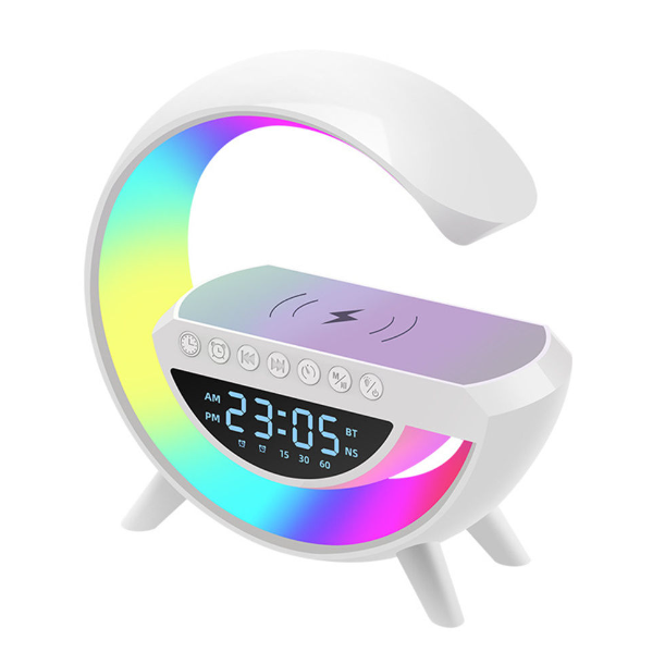 Altavoz Bluetooth Con Reloj Despertador Y Cargador Inalámbrico Luz LED-0