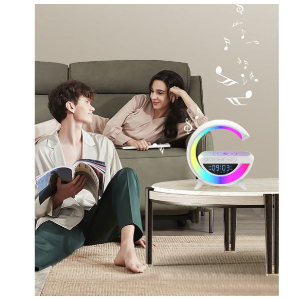 Altavoz Bluetooth Con Reloj Despertador Y Cargador Inalámbrico Luz LED-3