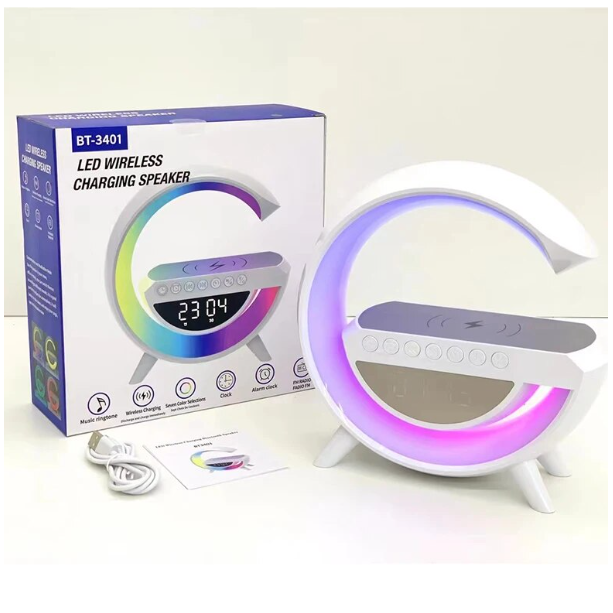 Altavoz Bluetooth Con Reloj Despertador Y Cargador Inalámbrico Luz LED-4