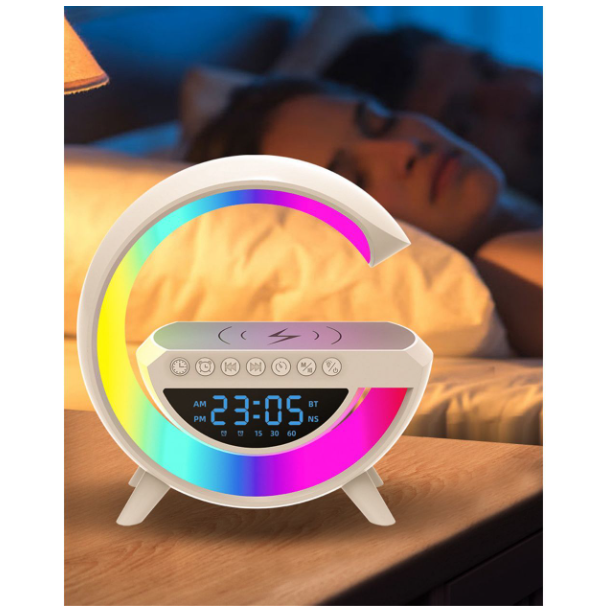 Altavoz Bluetooth Con Reloj Despertador Y Cargador Inalámbrico Luz LED-5
