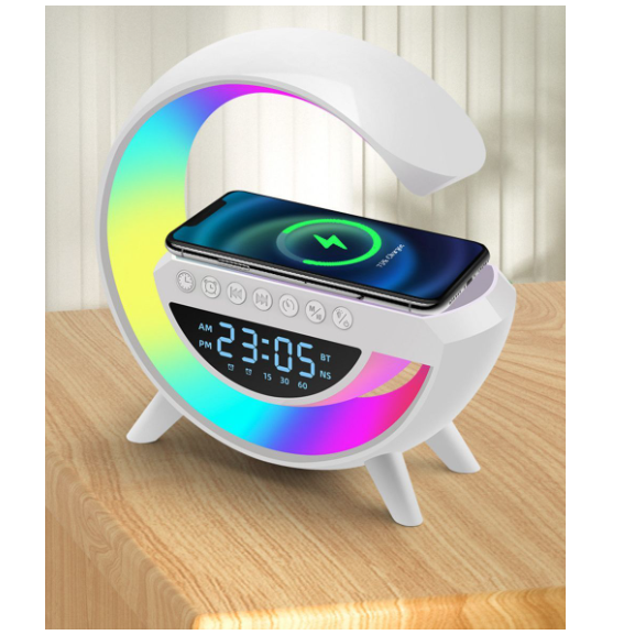 Altavoz Bluetooth Con Reloj Despertador Y Cargador Inalámbrico Luz LED-7