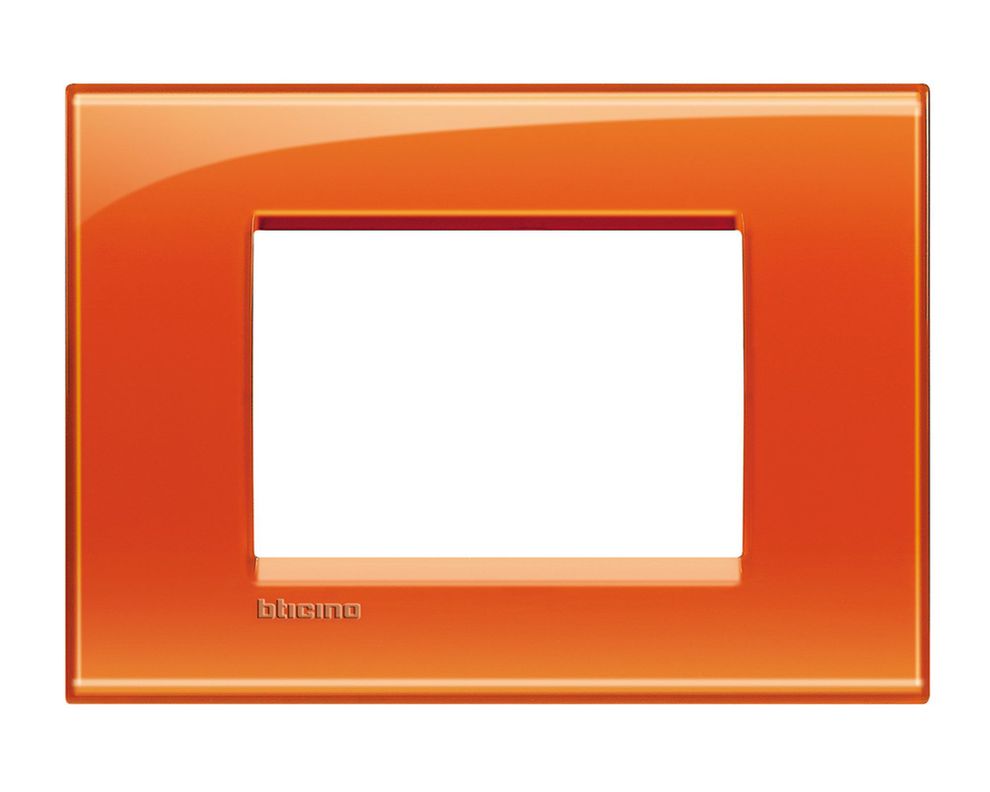 Placa rectangular 3 módulos naranja Bticino-0