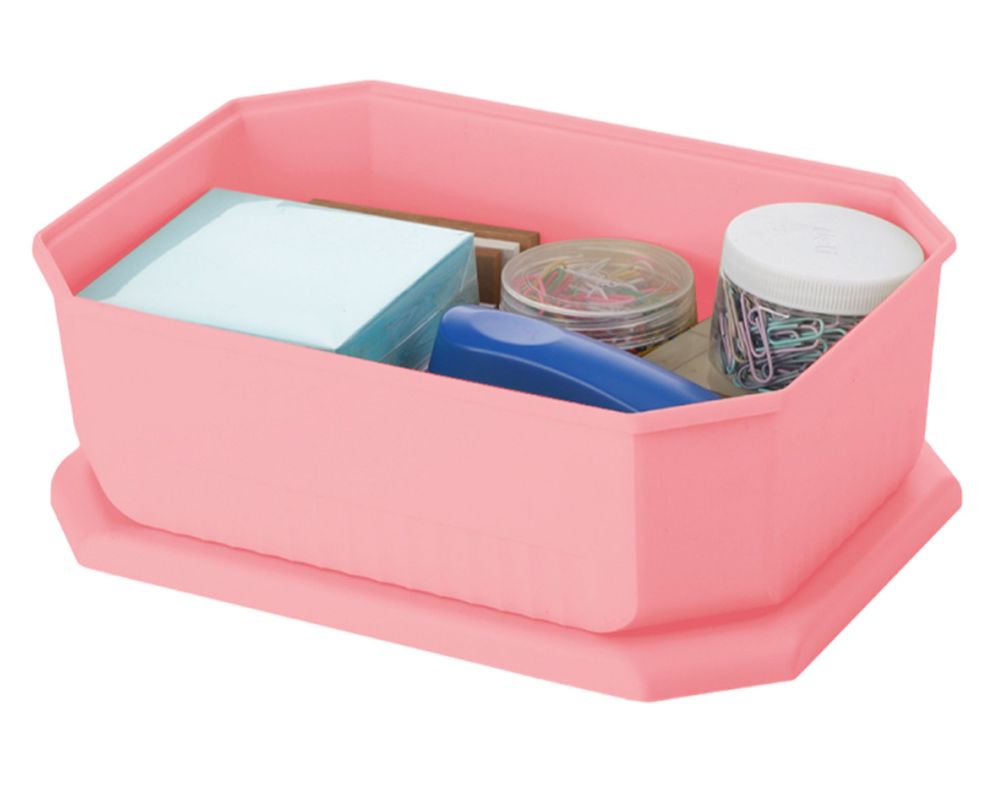 Caja organizadora Octagonal salmón 4 litros-1