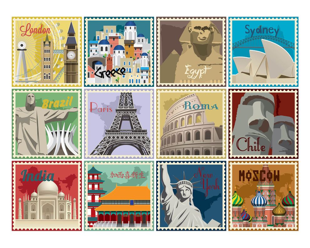 Vinilo adhesivo 15x15 cm Travel 12 unidades-0