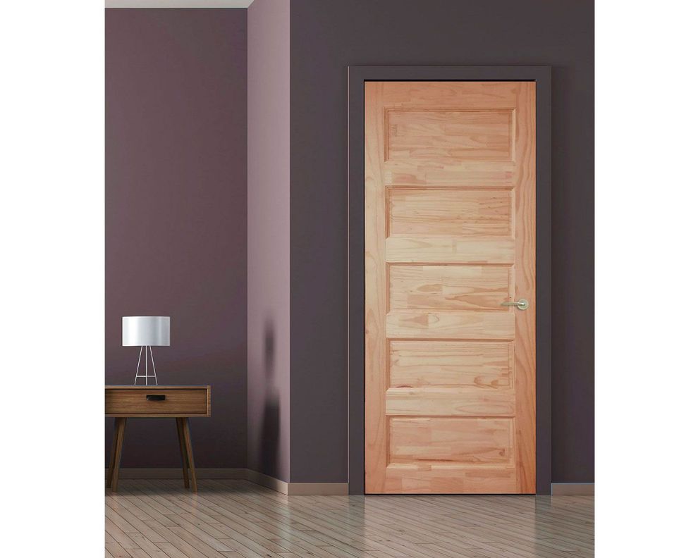Puerta Pino Radiata Alcala 60x200 cm 5 paneles Moldupanel-2