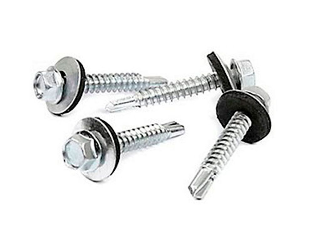 Tornillo autoperforante hexagonal con golilla y goma N°12 x 1'' Balde 300 unidades Imporper-0