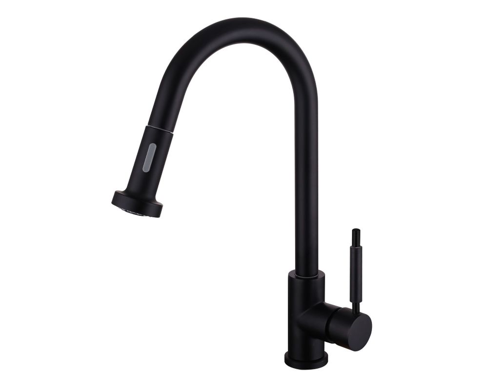 Monomando lavaplatos Gourmet negro mate Piazza-0