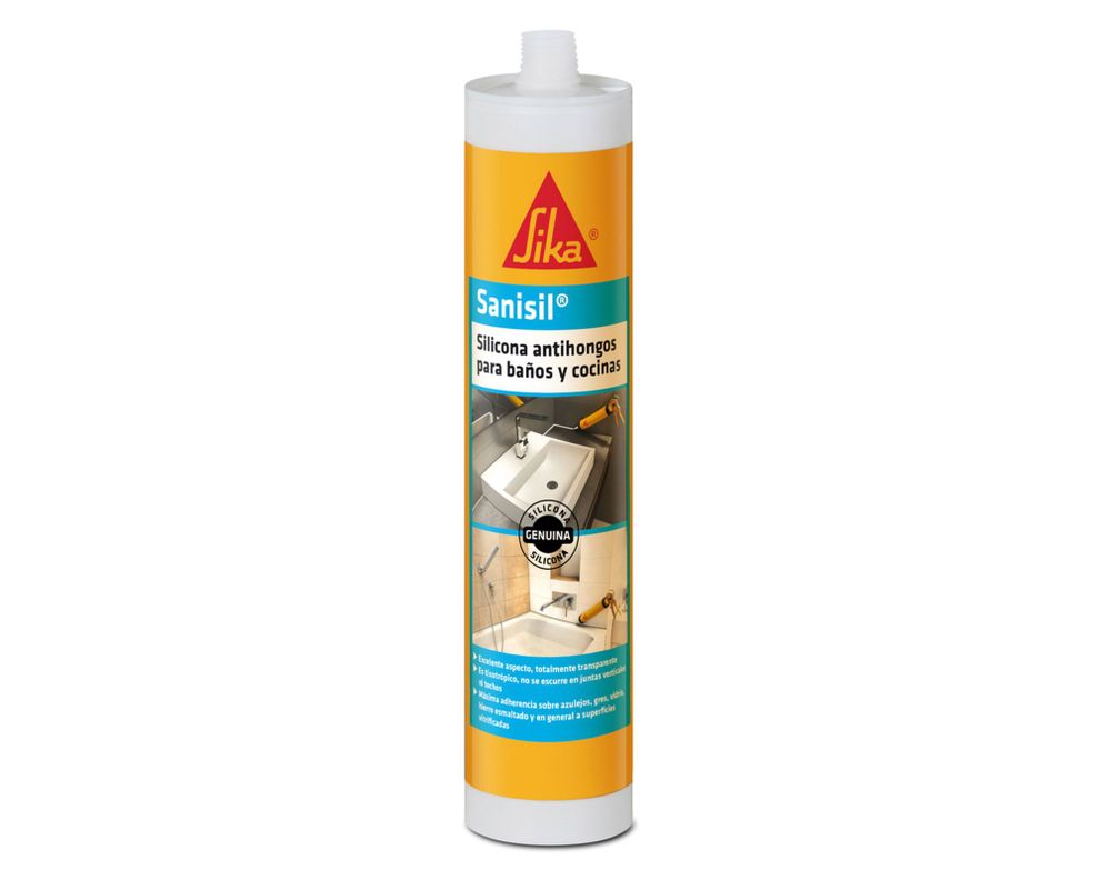 Sellador de silicona acetoxi 280 ml Sanisil transparente Sika-0