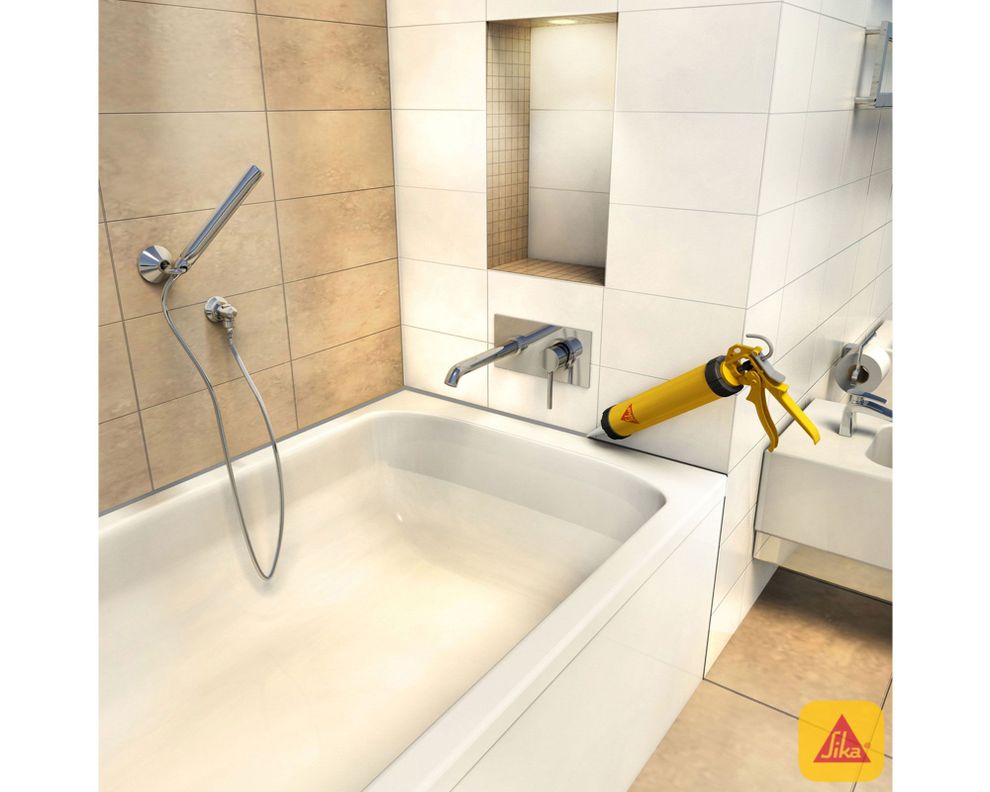 Sellador de silicona acetoxi 280 ml Sanisil transparente Sika-1