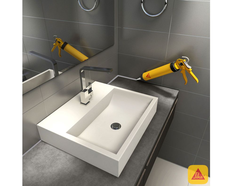 Sellador de silicona acetoxi 280 ml Sanisil transparente Sika-2