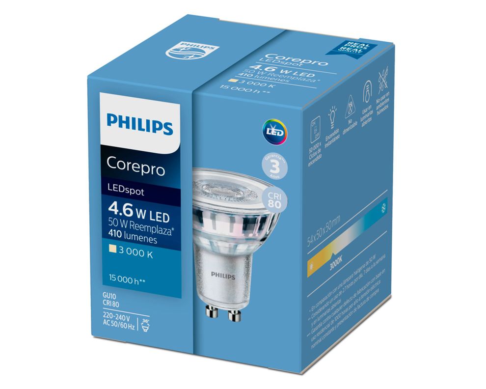 Ampolleta 4.6W GU10 luz cálida Led CorePro-1