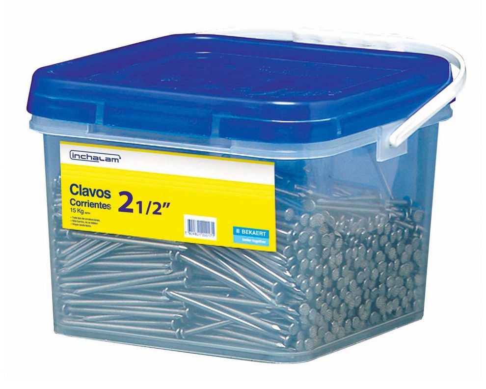 Clavo corriente 2 1/2''x 3,1 mm balde 15 kilos Inchalam-1