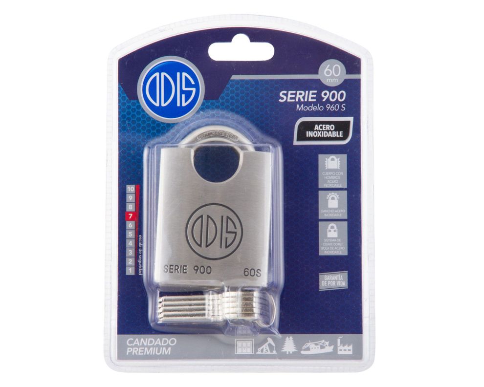 Candado alta seguridad exterior acero con hombros 60mm S900 Odis-2