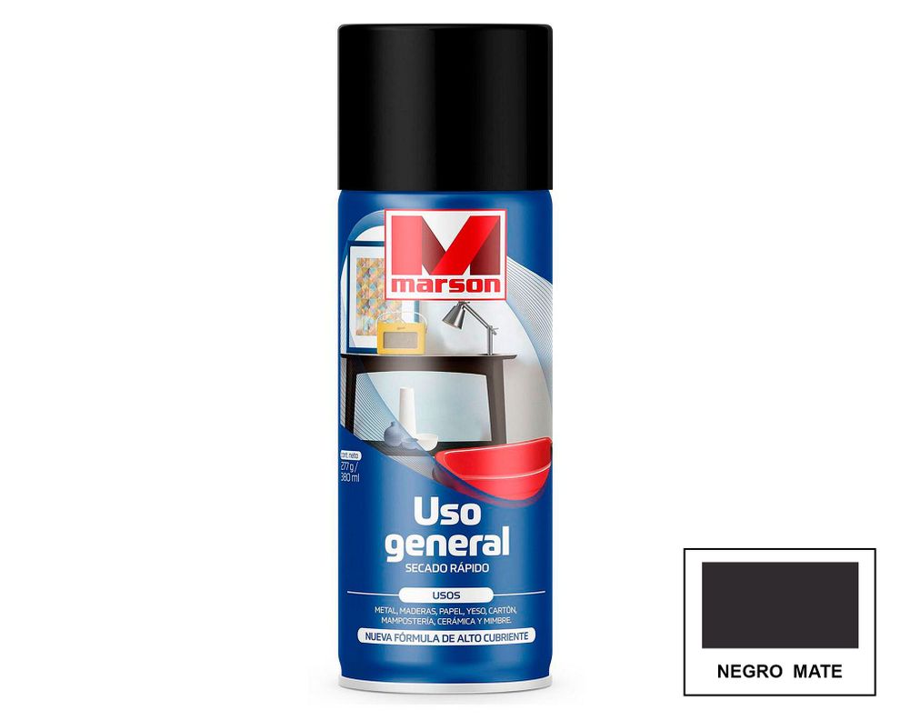 Pintura spray Secado rápido negro mate Marson-0