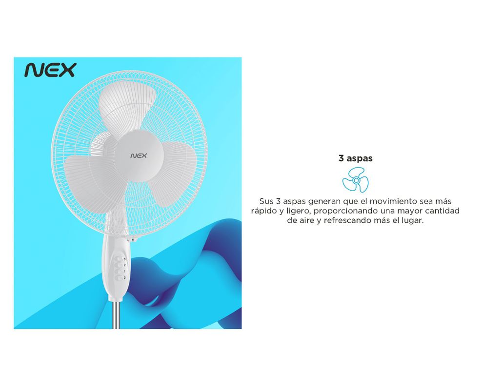 Ventilador pedestal 16'' VPT1610Wblanco Nex-9
