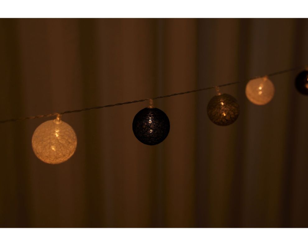 Guirnalda LED 20L esfera negro/gris/blanco Abitare-2