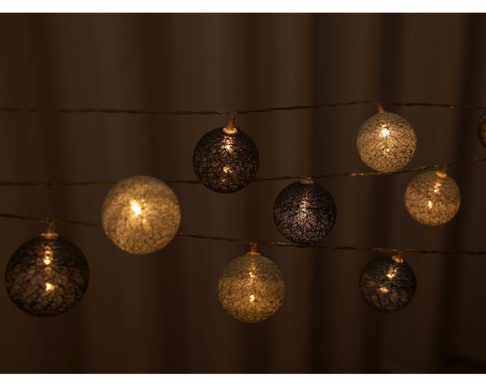 Guirnalda LED 20L esfera negro/gris/blanco Abitare-3