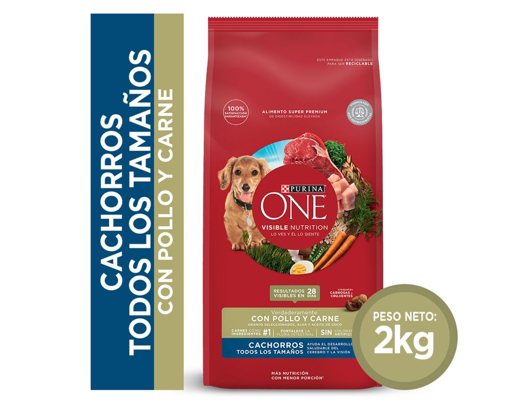 Alimento perro cachorro 2 kg pollo y carne Purina One.-0