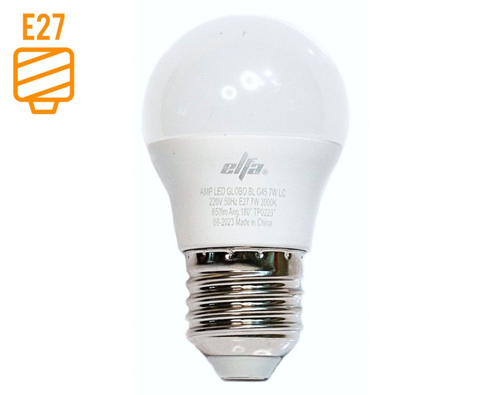 Ampolleta LED 7W E27 luz cálida G45-0