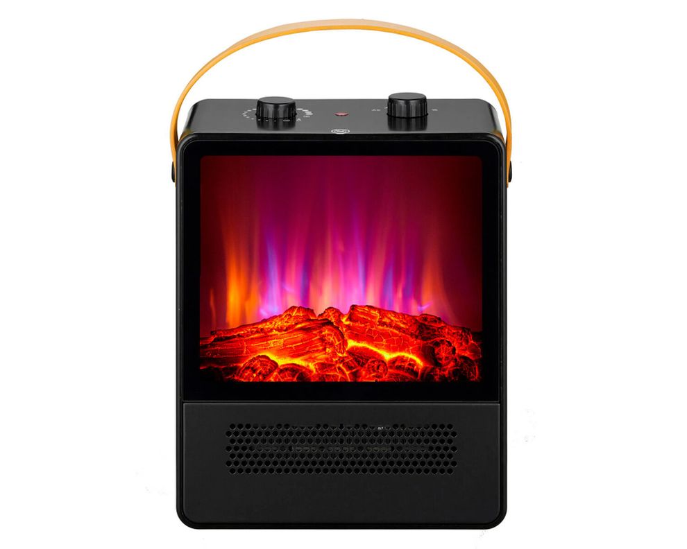 Calefactor efecto chimenea negro 1800W-0