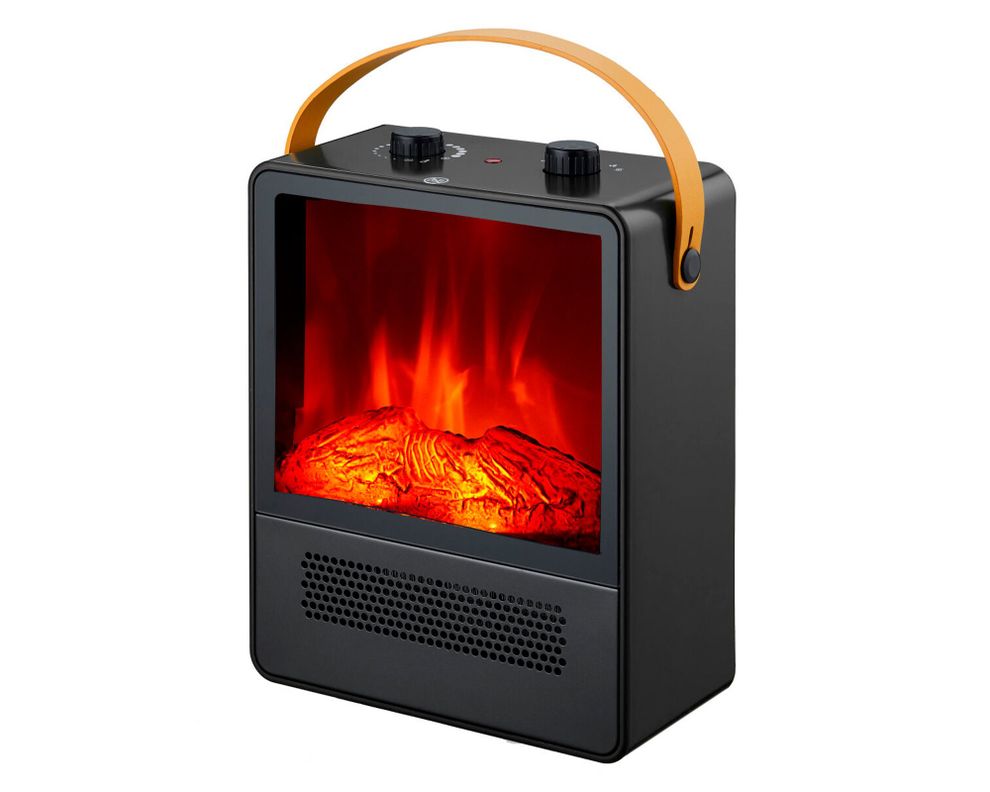 Calefactor efecto chimenea negro 1800W-1